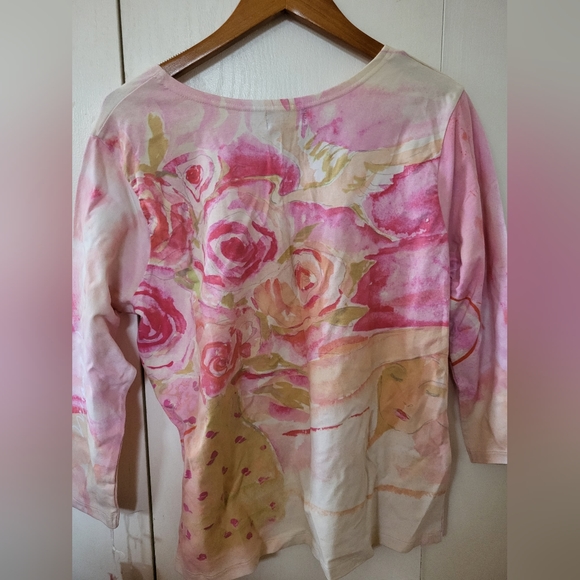 NWT Marshall Field’s Pastel “Painted” 3/4 Sleeve Shirt Sz XXL - Picture 2 of 5